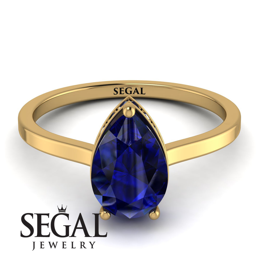 Hidden Halo Pear Sapphire Engagement Ring - Mary No. 73