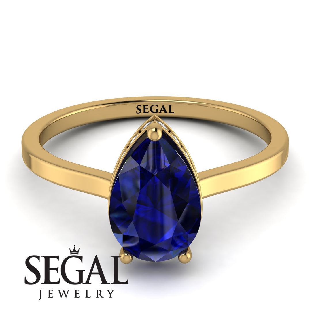 Hidden Halo Pear Sapphire Engagement Ring - Mary No. 13