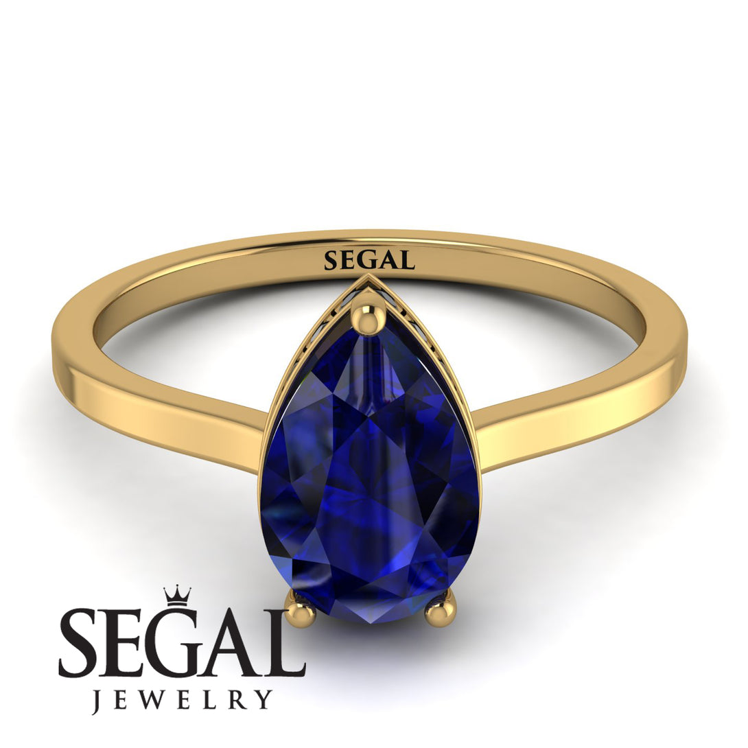 Hidden Halo Pear Sapphire Engagement Ring - Mary No. 43