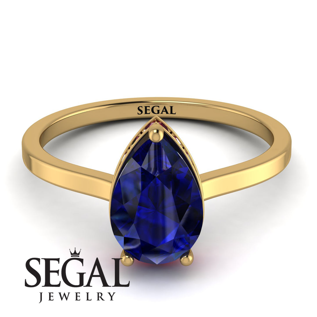 Hidden Halo Pear Sapphire Engagement Ring - Mary No. 58