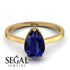 Hidden Halo Pear Sapphire Engagement Ring - Mary No. 13