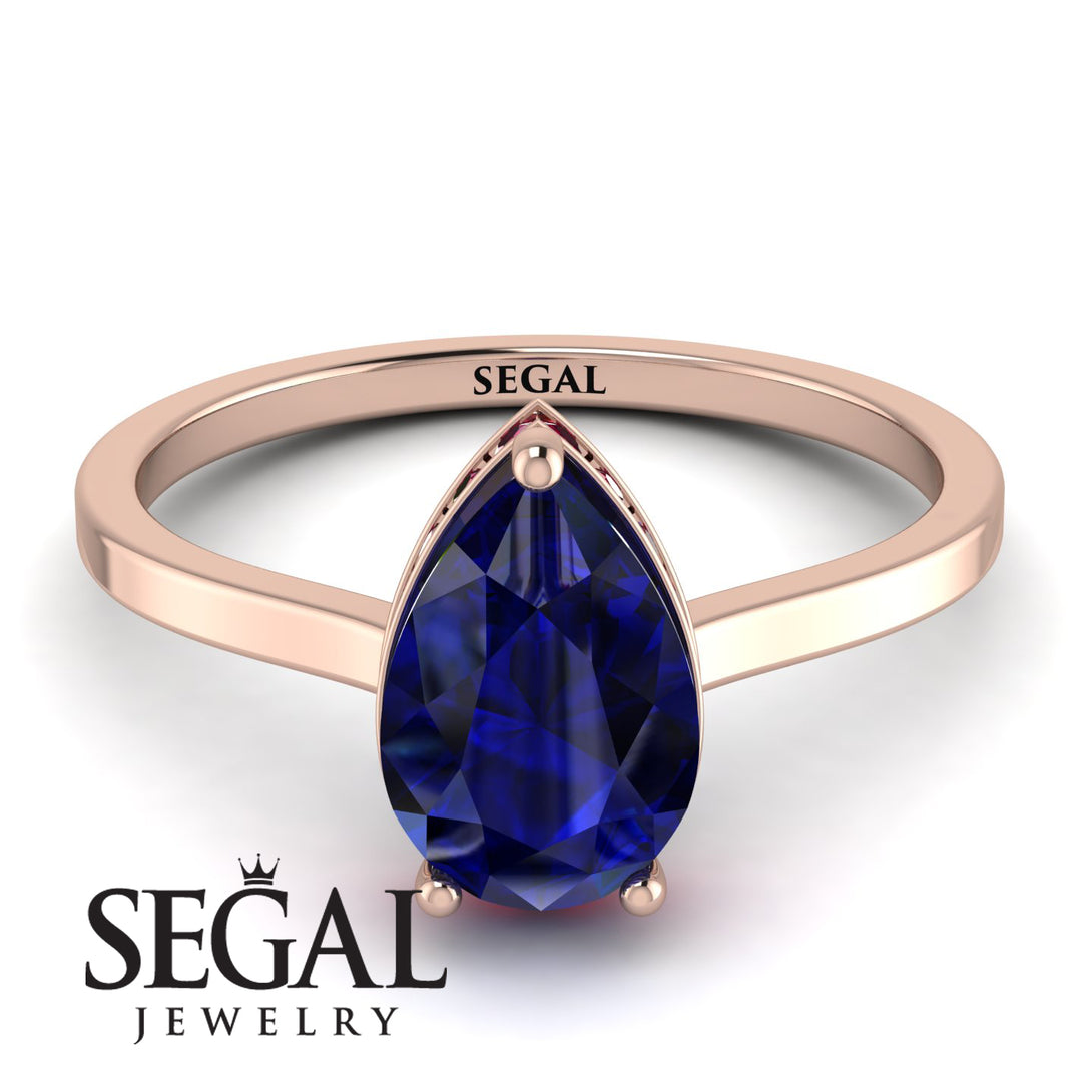 Hidden Halo Pear Sapphire Engagement Ring - Mary No. 59