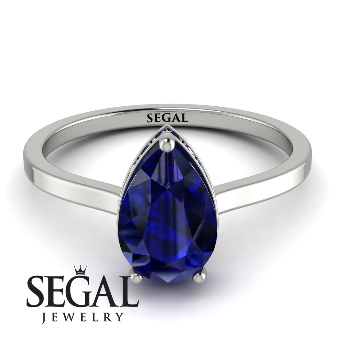 Hidden Halo Pear Sapphire Engagement Ring - Mary No. 75