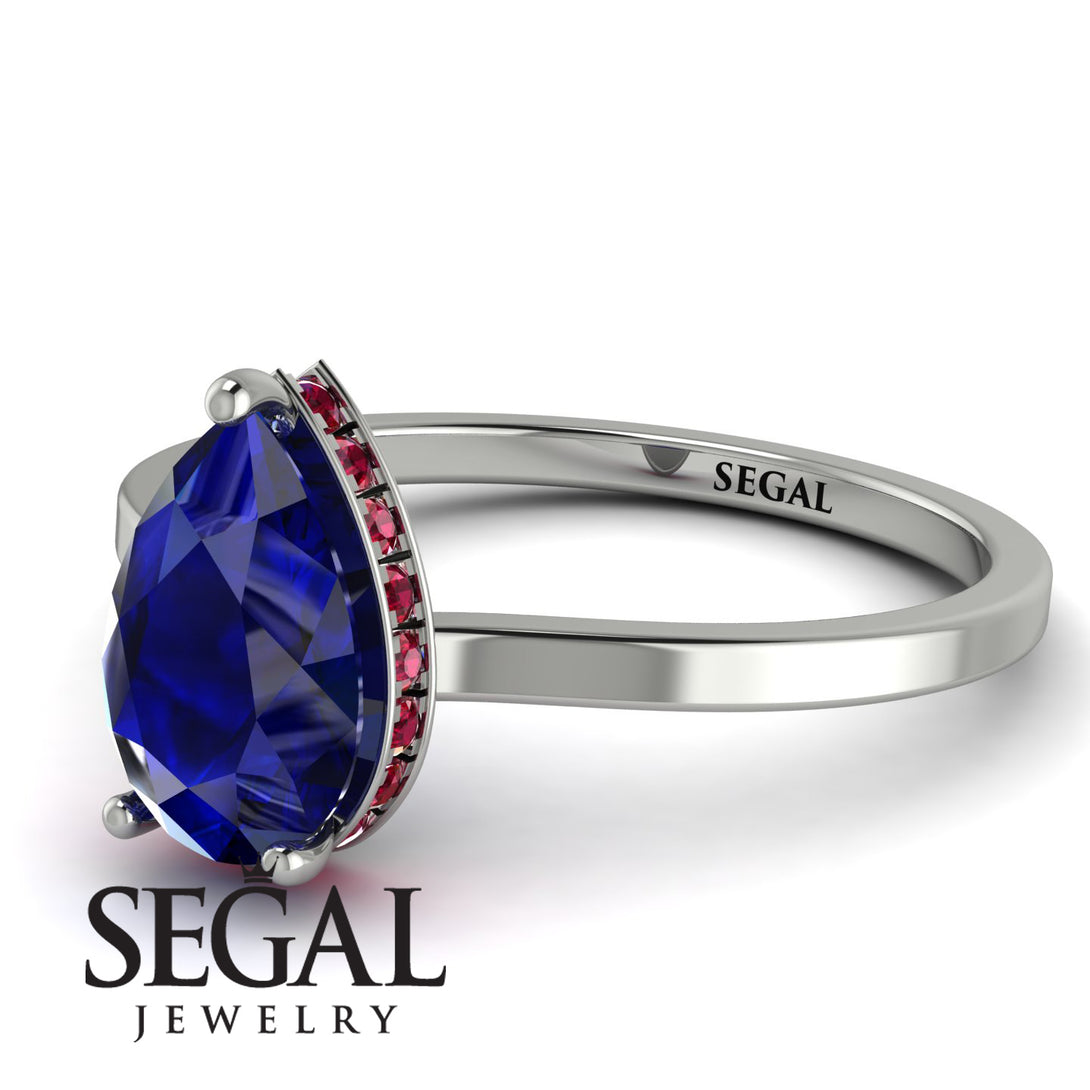 Hidden Halo Pear Sapphire Engagement Ring - Mary No. 60