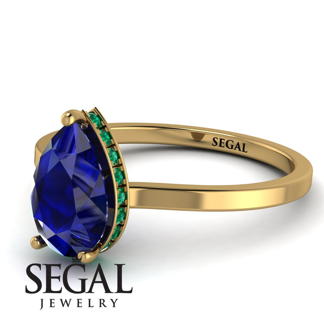 Hidden Halo Pear Sapphire Engagement Ring - Mary No. 28
