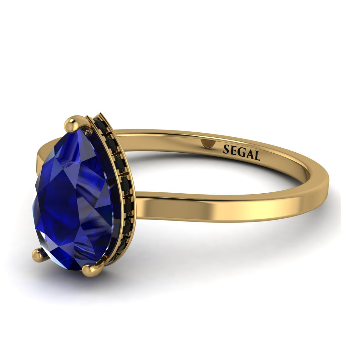 Hidden Halo Pear Sapphire Engagement Ring - Mary No. 43