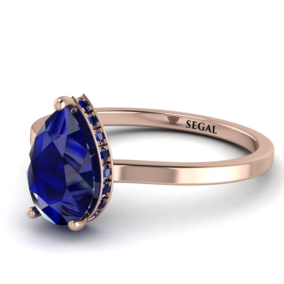 Hidden Halo Pear Sapphire Engagement Ring - Mary No. 74