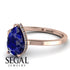 Hidden Halo Pear Sapphire Engagement Ring - Mary No. 14