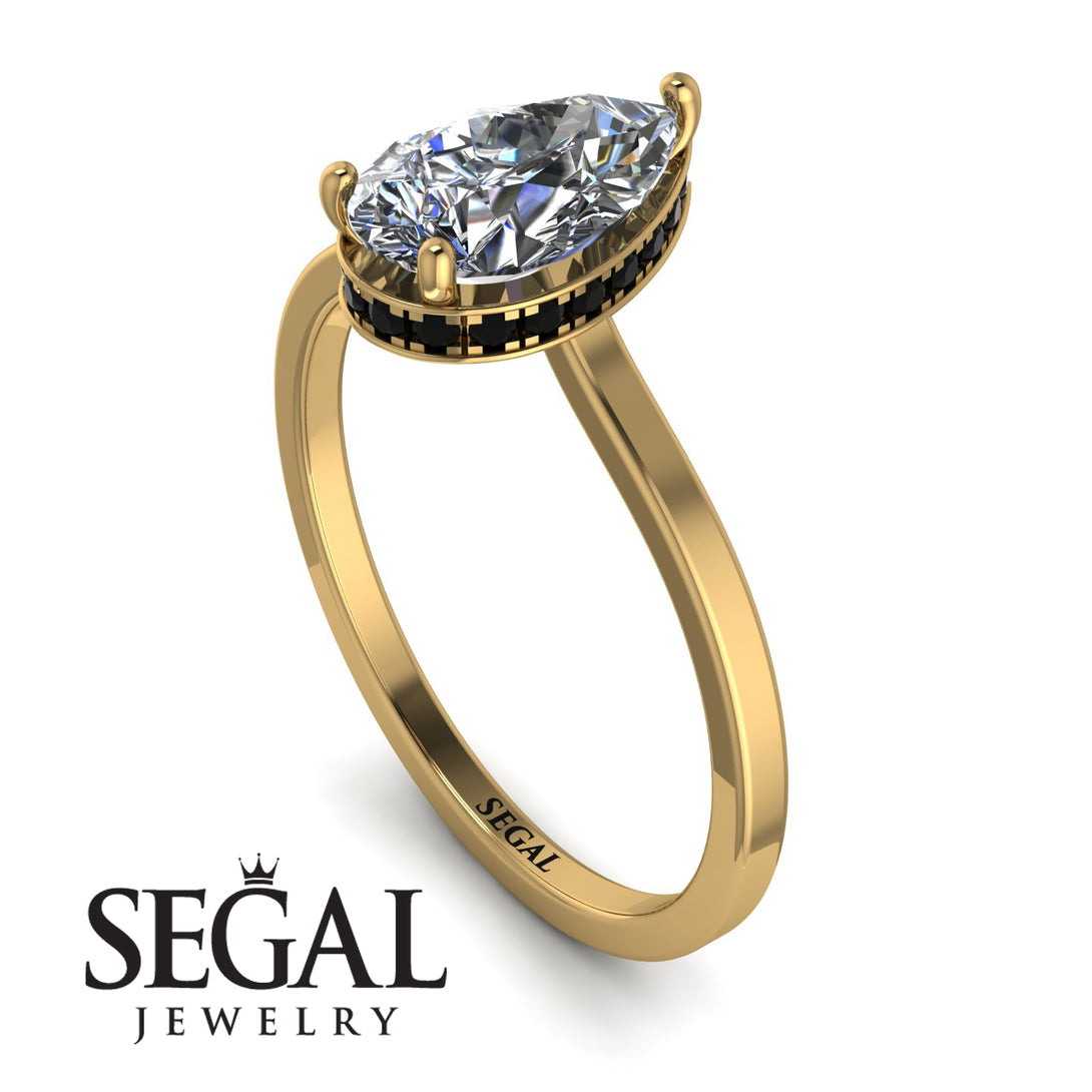 Hidden Halo Pear Diamond Engagement Ring - Mary No. 31