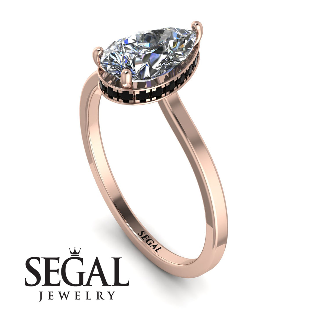 Hidden Halo Pear Diamond Engagement Ring - Mary No. 32