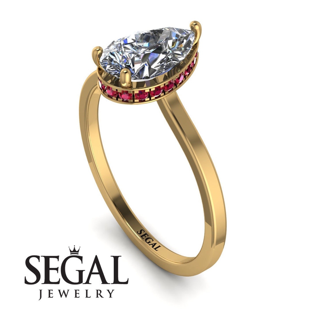 Hidden Halo Pear Diamond Engagement Ring - Mary No. 46