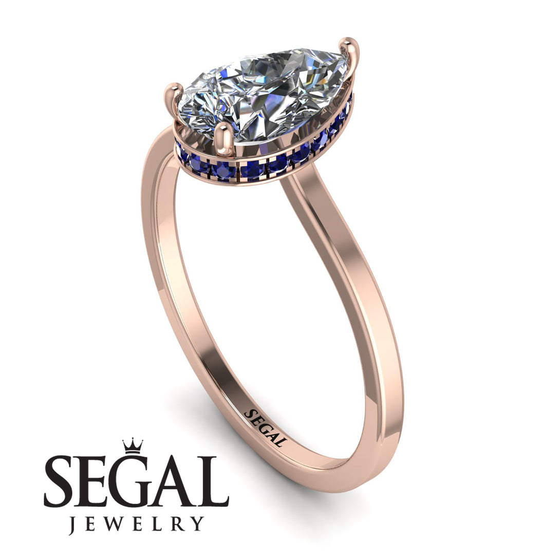 Hidden Halo Pear Diamond Engagement Ring - Mary No. 62