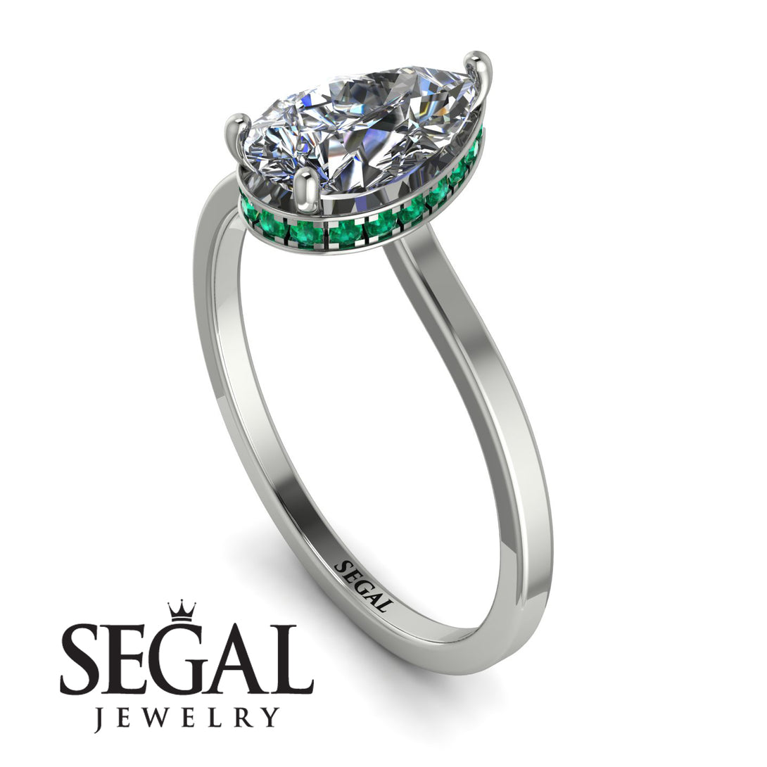 Hidden Halo Pear Diamond Engagement Ring - Mary No. 18