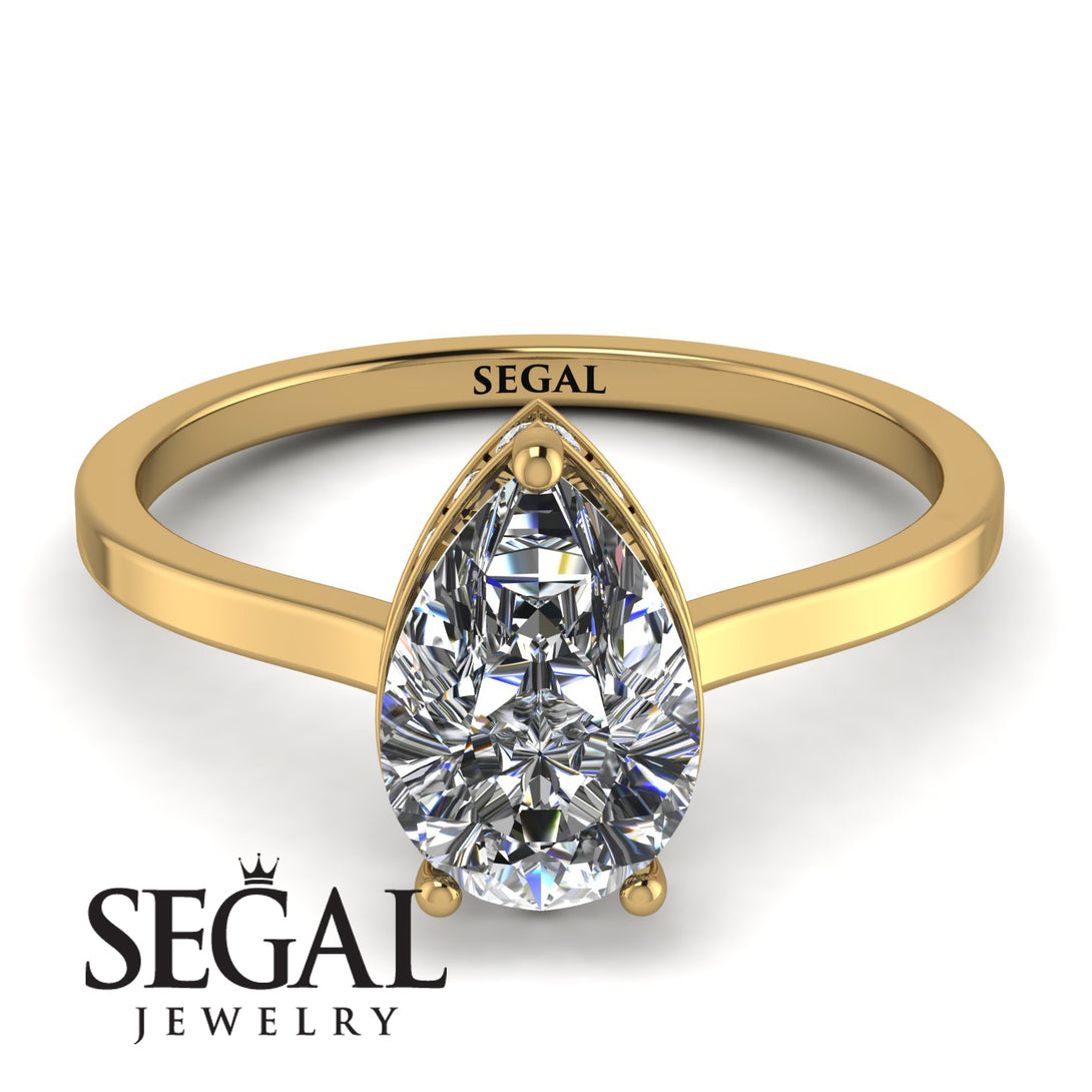 Hidden Halo Pear Diamond Engagement Ring - Mary No. 1