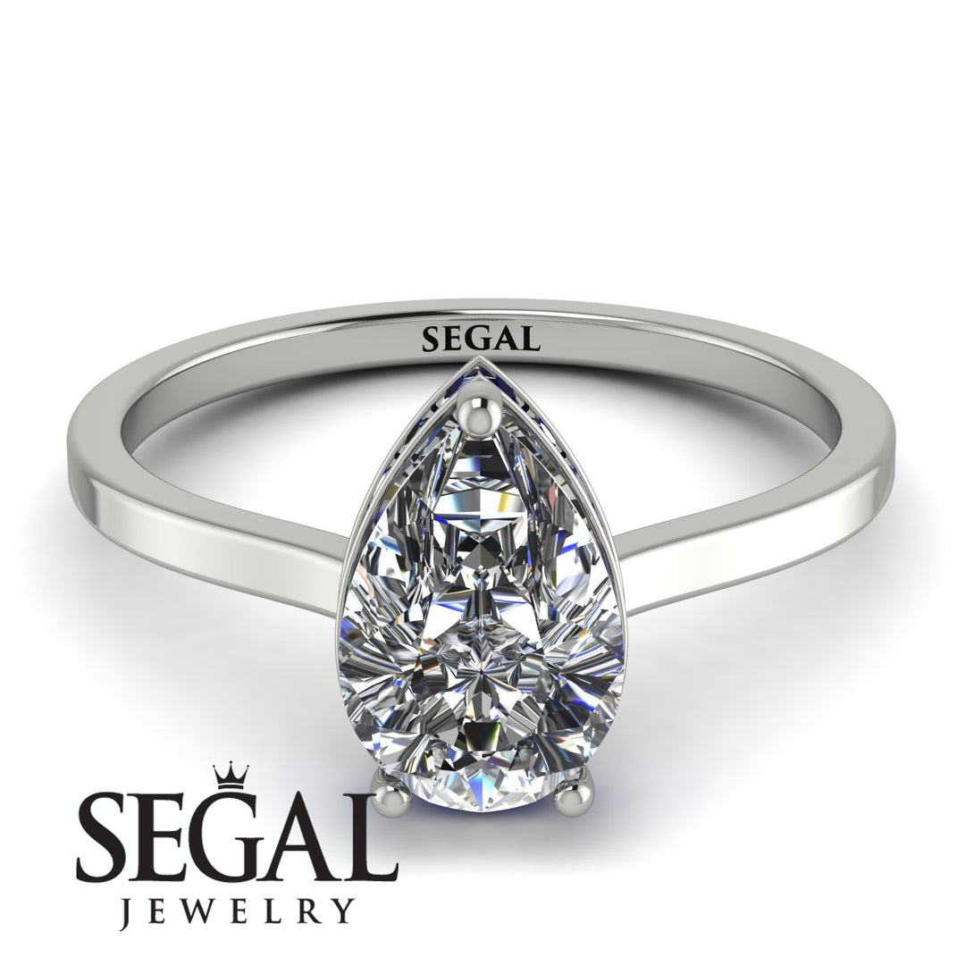 Hidden Halo Pear Diamond Engagement Ring - Mary No. 63