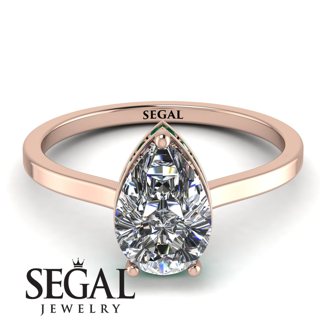 Hidden Halo Pear Diamond Engagement Ring - Mary No. 17