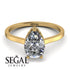 Hidden Halo Pear Diamond Engagement Ring - Mary No. 1