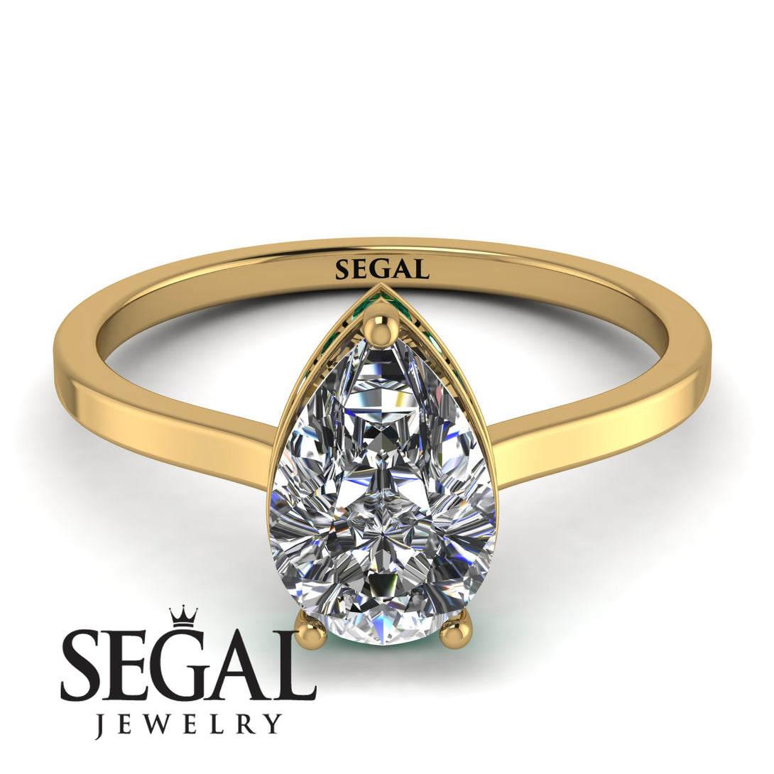 Hidden Halo Pear Diamond Engagement Ring - Mary No. 16