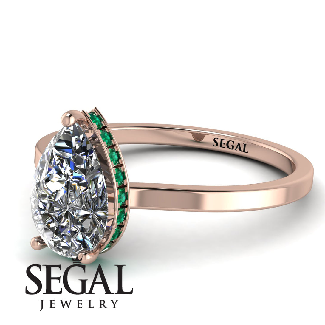 Hidden Halo Pear Diamond Engagement Ring - Mary No. 17