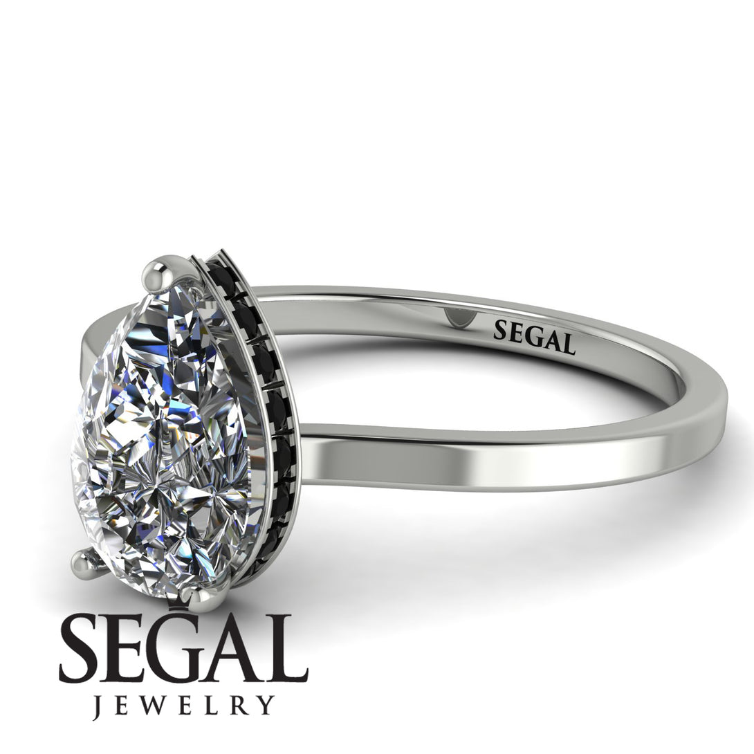 Hidden Halo Pear Diamond Engagement Ring - Mary No. 33