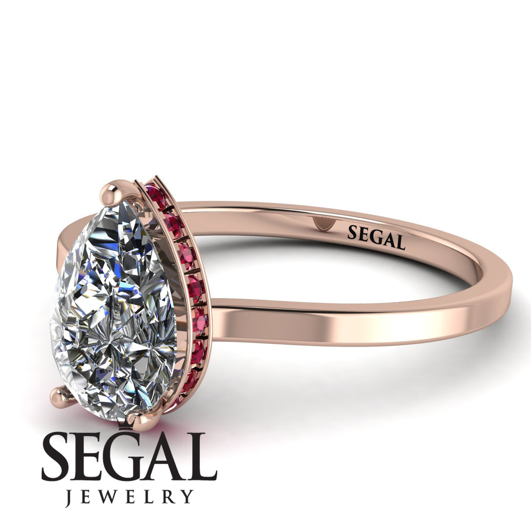 Hidden Halo Pear Diamond Engagement Ring - Mary No. 47