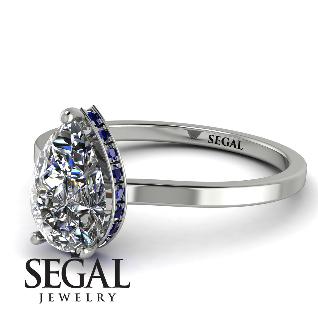 Hidden Halo Pear Diamond Engagement Ring - Mary No. 63