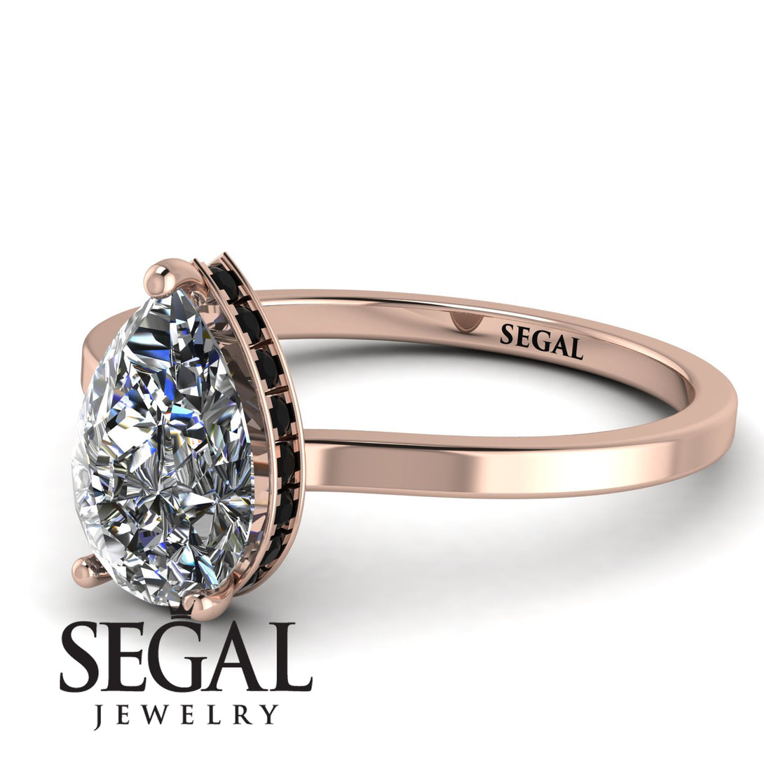Hidden Halo Pear Diamond Engagement Ring - Mary No. 32