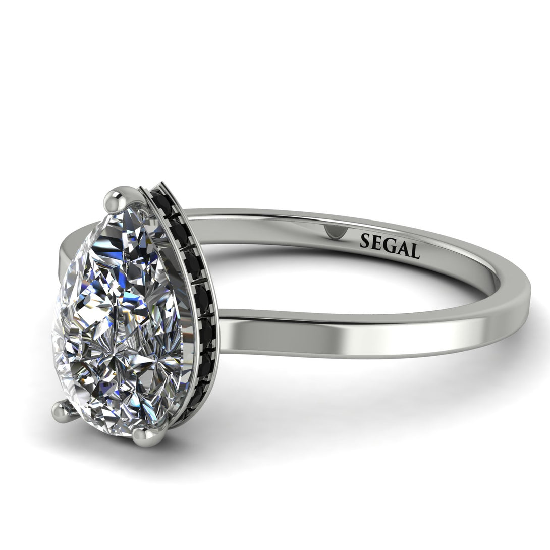 Hidden Halo Pear Diamond Engagement Ring - Mary No. 33