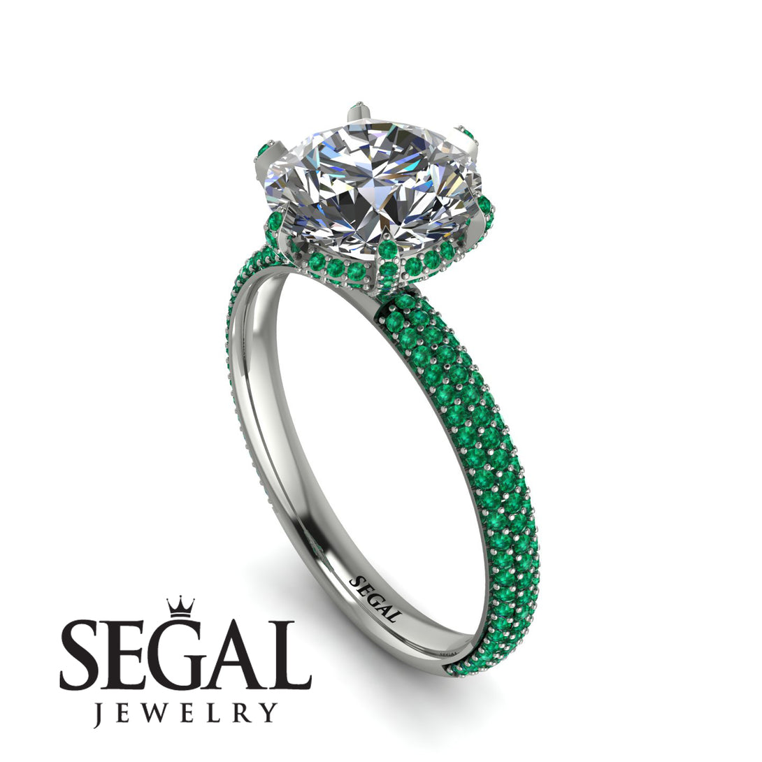 Hidden Halo Round Emerald Engagement Ring - Ashley No. 18