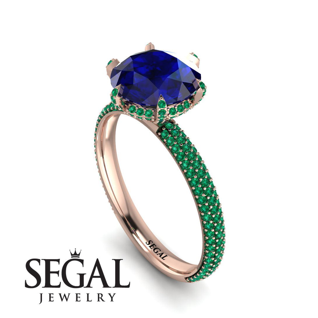 Hidden Halo Round Emerald Engagement Ring - Ashley No. 29