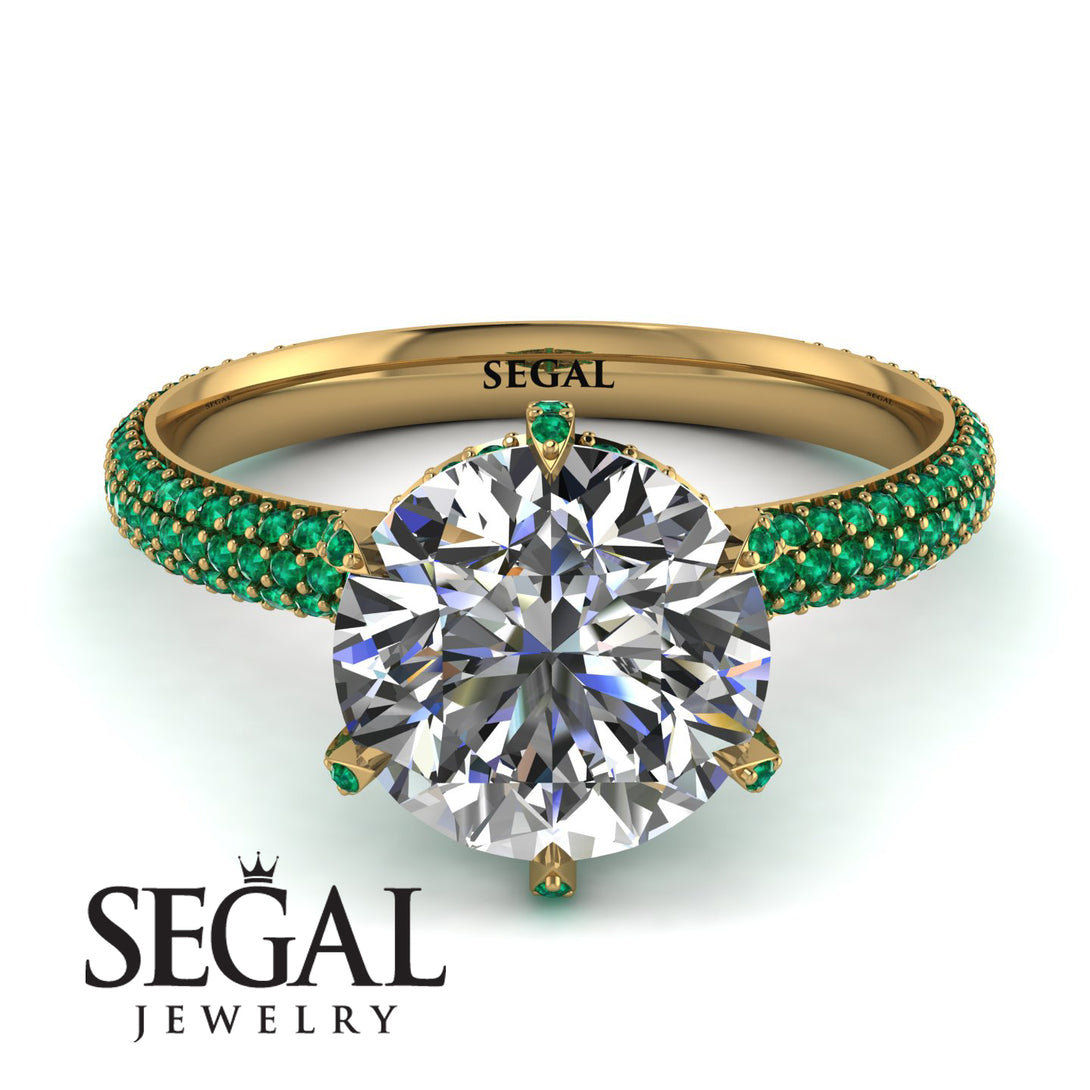 Hidden Halo Round Emerald Engagement Ring - Ashley No. 16
