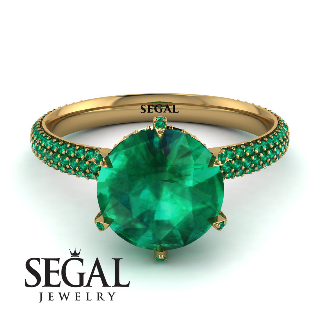 Hidden Halo Round Emerald Engagement Ring - Ashley No. 19