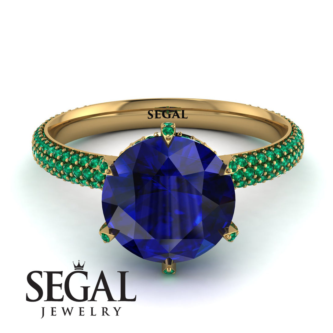 Hidden Halo Round Emerald Engagement Ring - Ashley No. 28