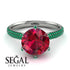 Hidden Halo Round Emerald Engagement Ring - Ashley No. 27