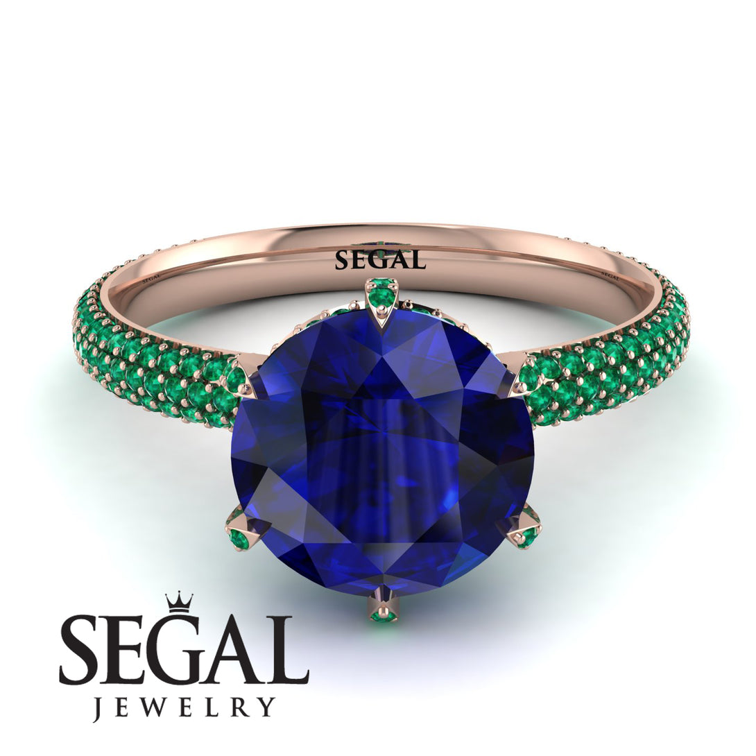 Hidden Halo Round Emerald Engagement Ring - Ashley No. 29