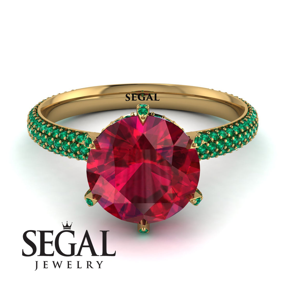 Hidden Halo Round Emerald Engagement Ring - Ashley No. 25