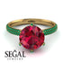 Hidden Halo Round Emerald Engagement Ring - Ashley No. 25 image 3