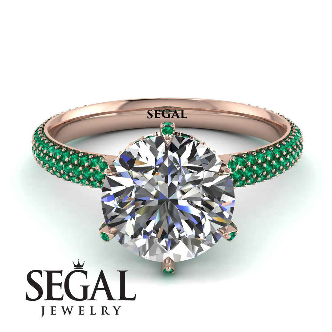Hidden Halo Round Emerald Engagement Ring - Ashley No. 17