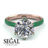 Hidden Halo Round Emerald Engagement Ring - Ashley No. 17