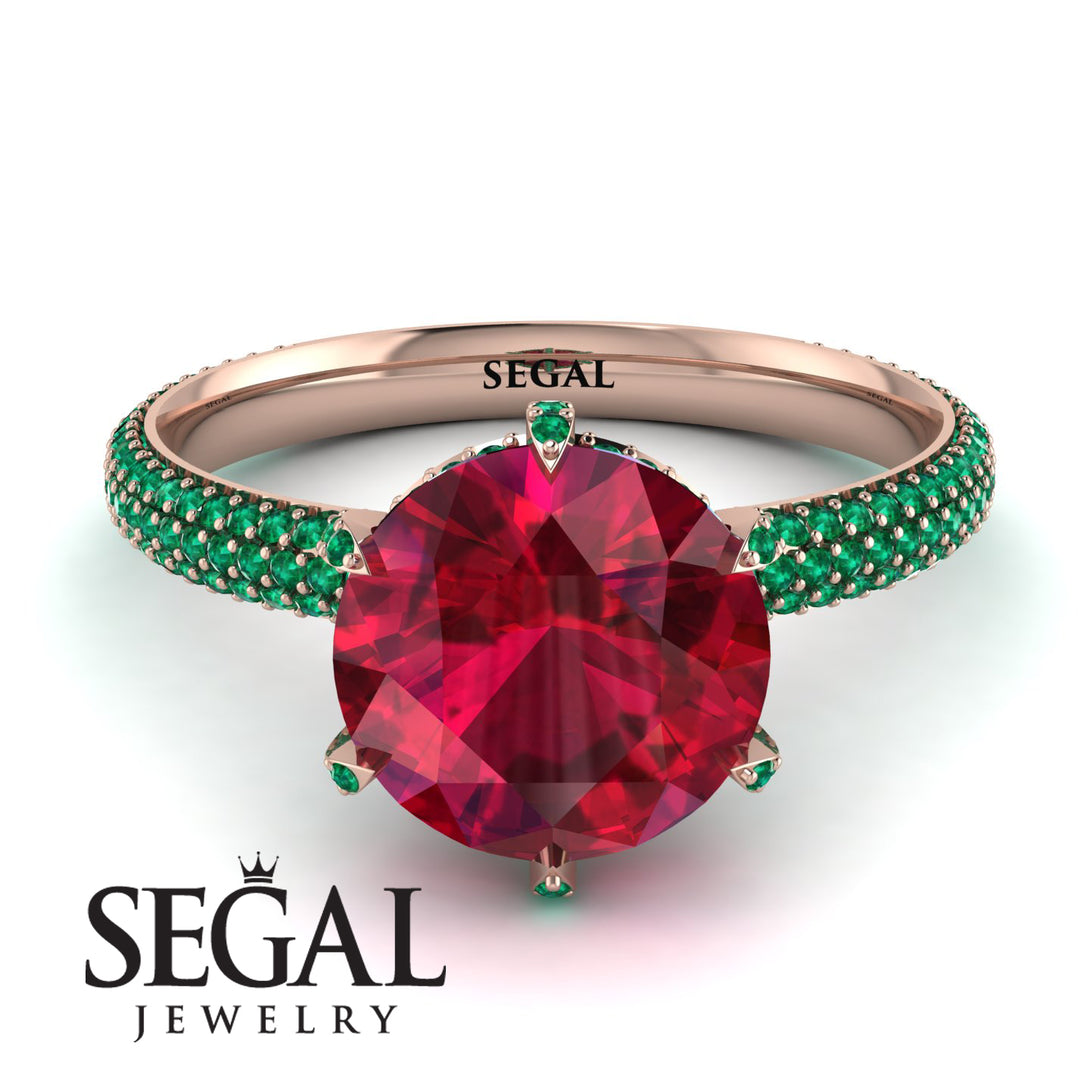 Hidden Halo Round Emerald Engagement Ring - Ashley No. 26