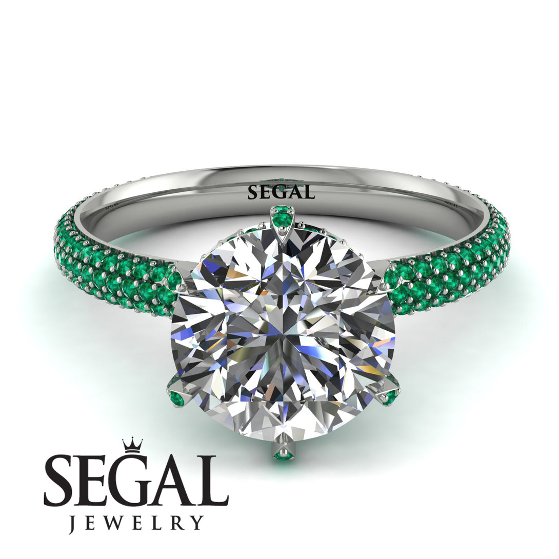 Hidden Halo Round Emerald Engagement Ring - Ashley No. 18
