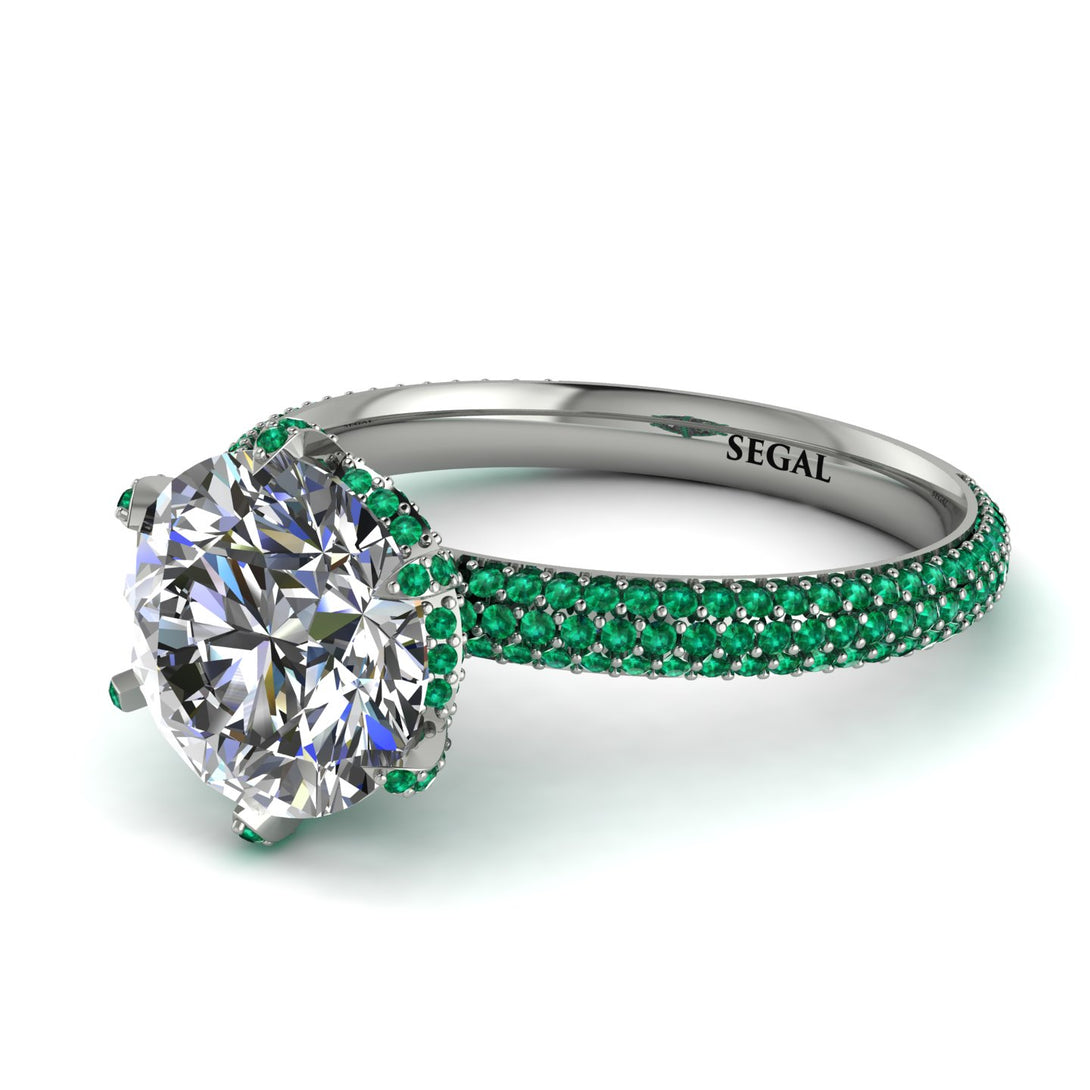 Hidden Halo Round Emerald Engagement Ring - Ashley No. 18