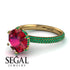 Hidden Halo Round Emerald Engagement Ring - Ashley No. 25 image 10