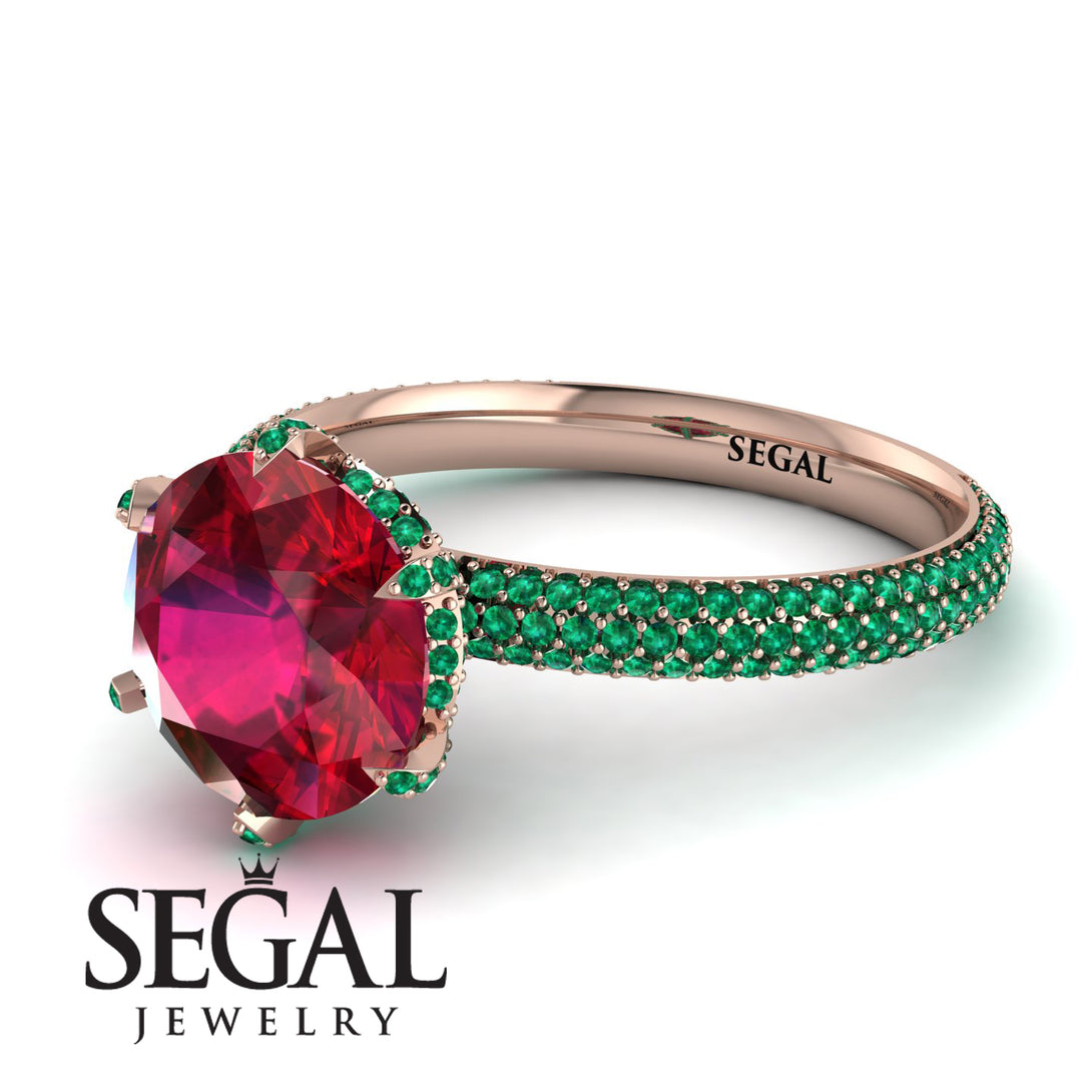 Hidden Halo Round Emerald Engagement Ring - Ashley No. 26