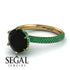 Hidden Halo Round Emerald Engagement Ring - Ashley No. 22
