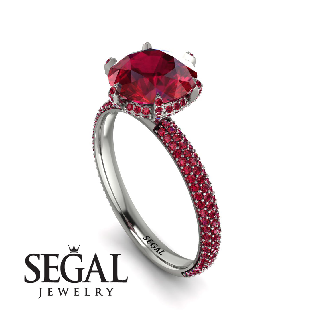 Hidden Halo Round Ruby Engagement Ring - Ashley No. 57