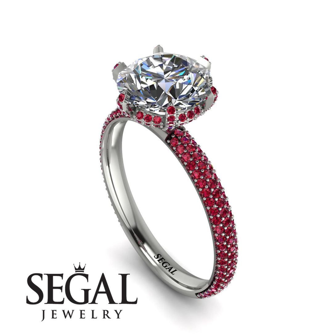 Hidden Halo Round Ruby Engagement Ring - Ashley No. 48