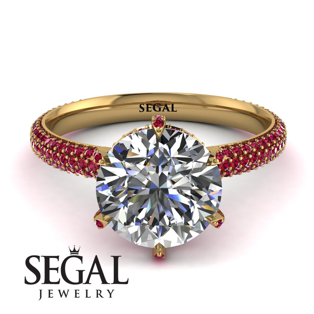 Hidden Halo Round Ruby Engagement Ring - Ashley No. 46