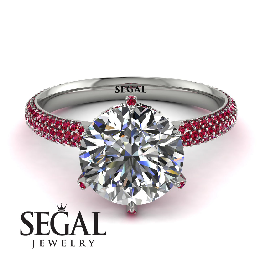 Hidden Halo Round Ruby Engagement Ring - Ashley No. 48