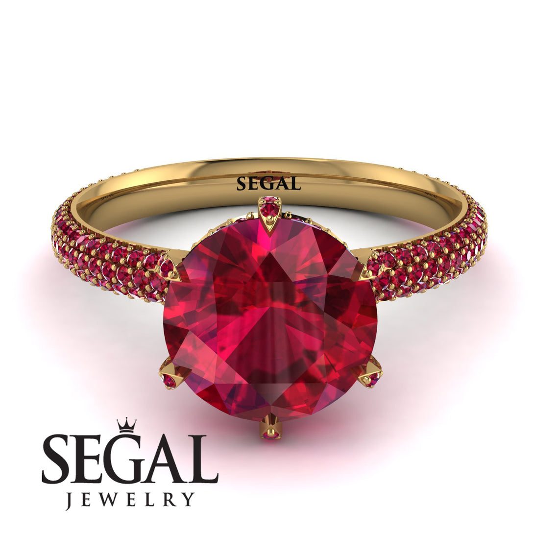 Hidden Halo Round Ruby Engagement Ring - Ashley No. 55